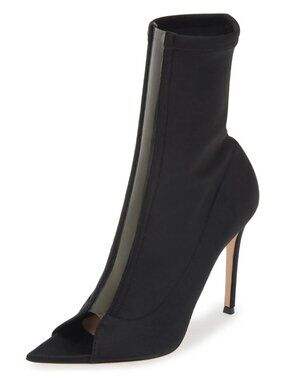 GIANVITO ROSSI Women's Open Toe Stretch Heel Bootie Black Size 38.5 / US 8.5